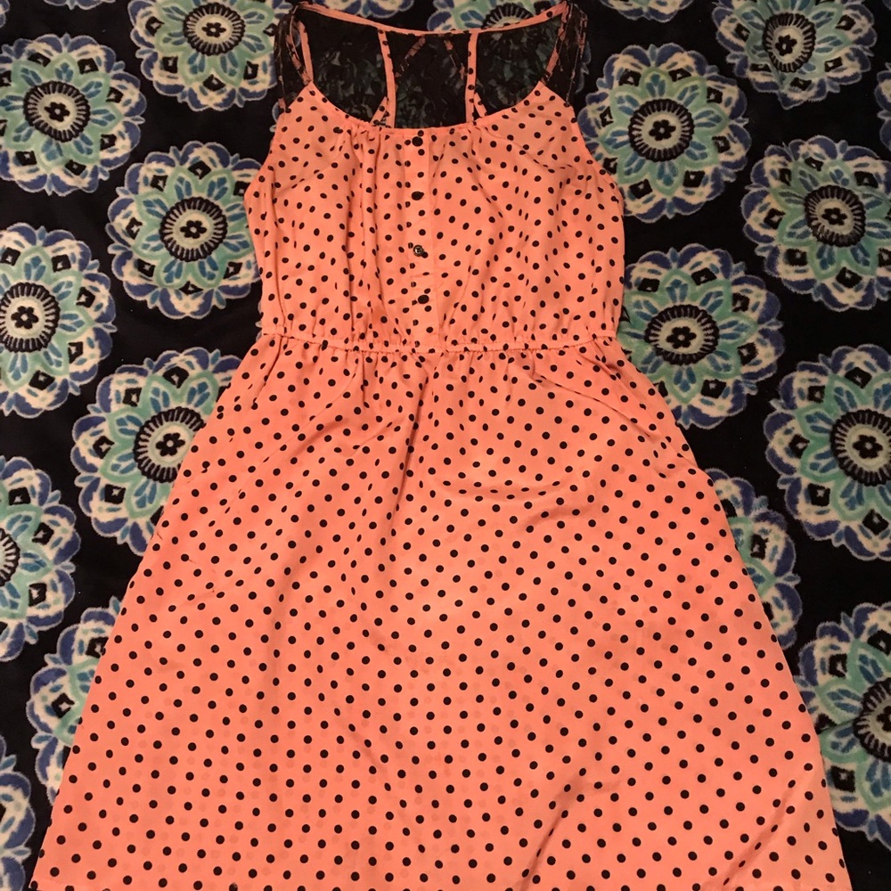 Pink and Black polka dot dress 😍